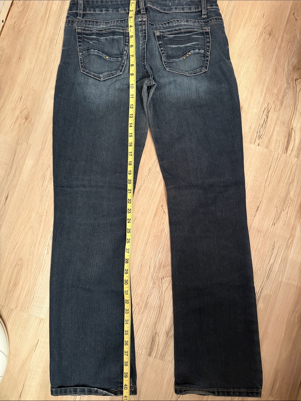 Dark Wash Women's Boot Cut Jeans with Stud Detail - Picture 8 of 10